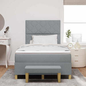 vidaXL Box Spring Bed with Cushions Light Grey 190 x 120 cm Fabric
