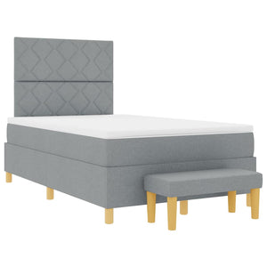 vidaXL Box Spring Bed with Cushions Light Grey 190 x 120 cm Fabric