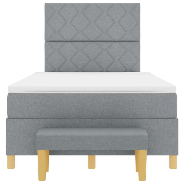 vidaXL Box Spring Bed with Cushions Light Grey 190 x 120 cm Fabric
