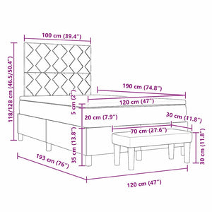 vidaXL Box Spring Bed with Cushions Light Grey 190 x 120 cm Fabric