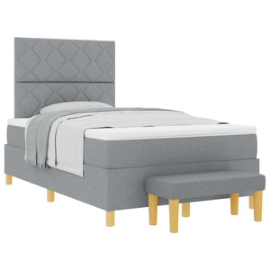 vidaXL Box Spring Bed with Pillows Light Grey 200 x 120 cm Fabric