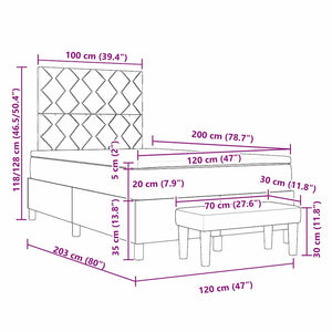 vidaXL Box Spring Bed with Pillows Light Grey 200 x 120 cm Fabric