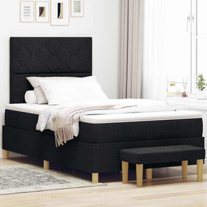 vidaXL Box Spring Bed with Pillows Black 200 x 120 cm Fabric