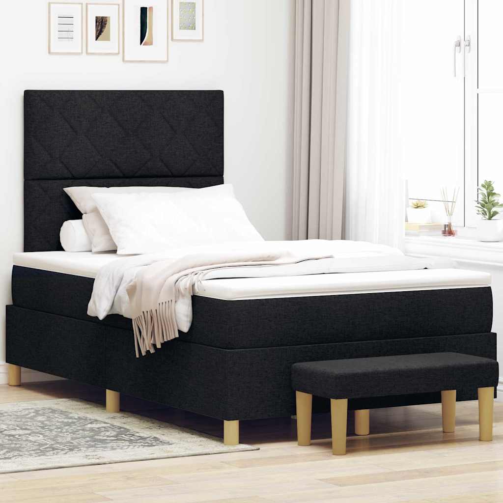 vidaXL Box Spring Bed with Pillows Black 200 x 120 cm Fabric