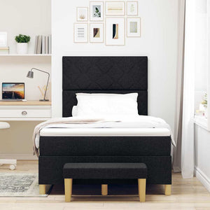 vidaXL Box Spring Bed with Pillows Black 200 x 120 cm Fabric