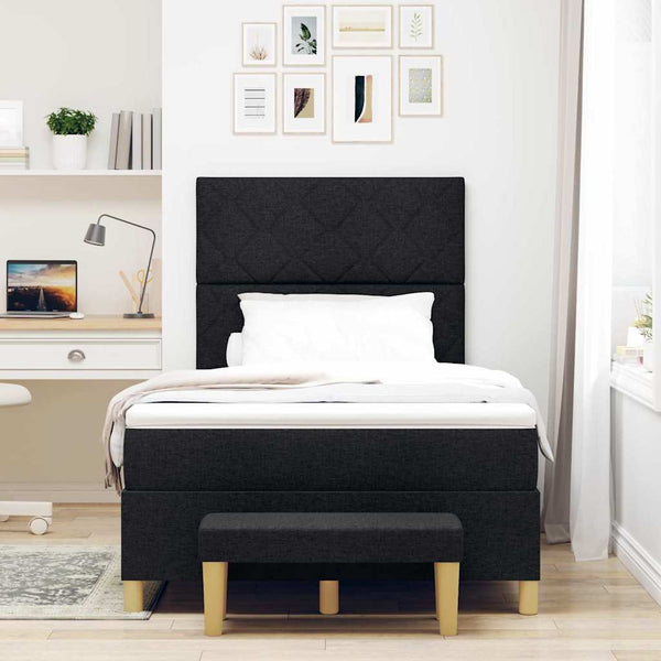 vidaXL Box Spring Bed with Pillows Black 200 x 120 cm Fabric