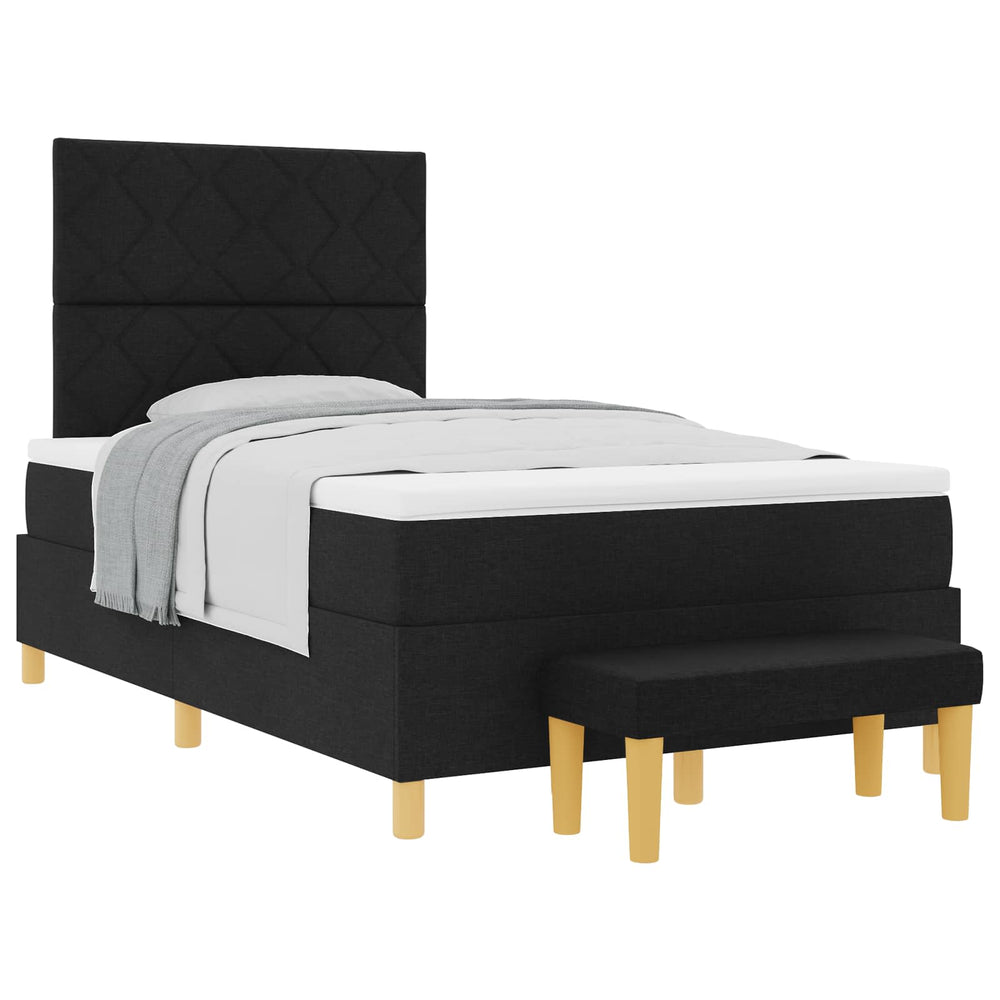vidaXL Box Spring Bed with Pillows Black 200 x 120 cm Fabric