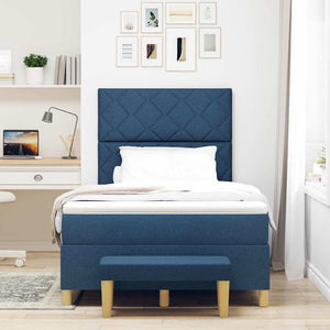 vidaXL Box Spring Bed with Pillows with Headboard Blue 200 x 120 cm Fabric