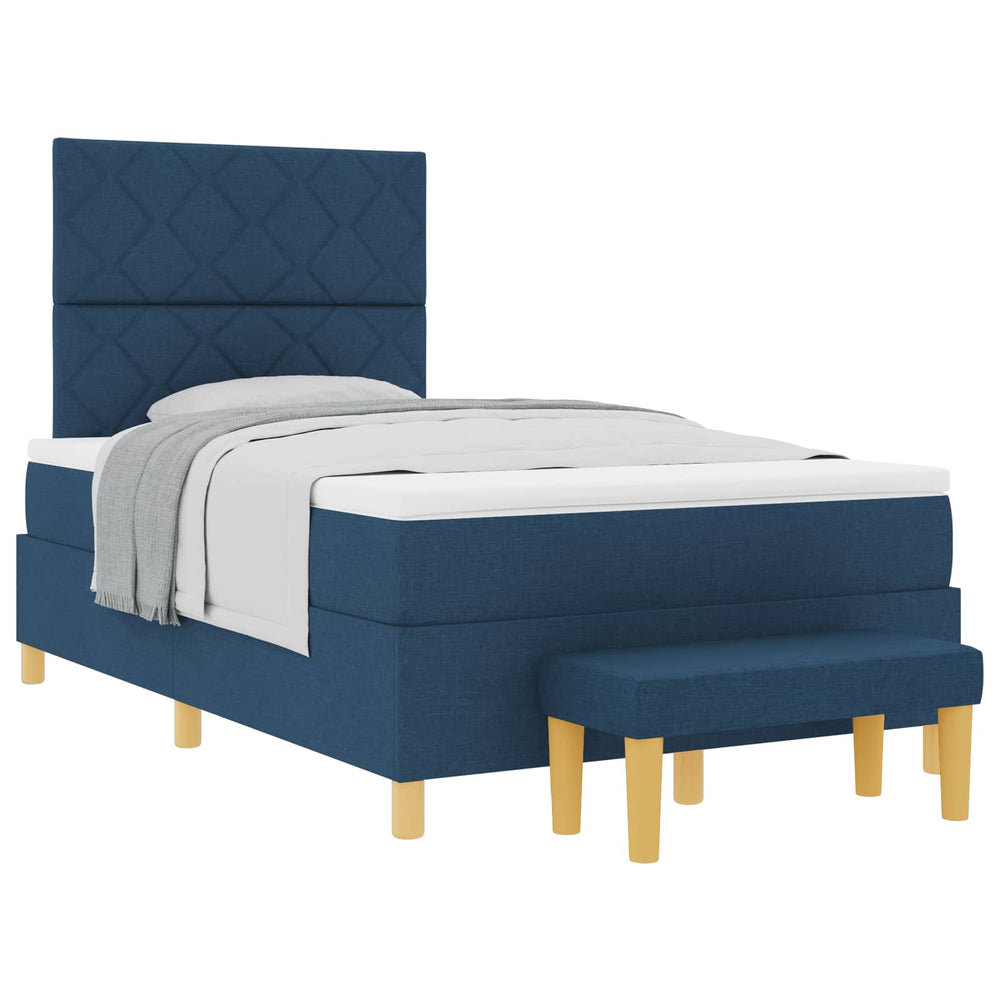 vidaXL Box Spring Bed with Pillows with Headboard Blue 200 x 120 cm Fabric