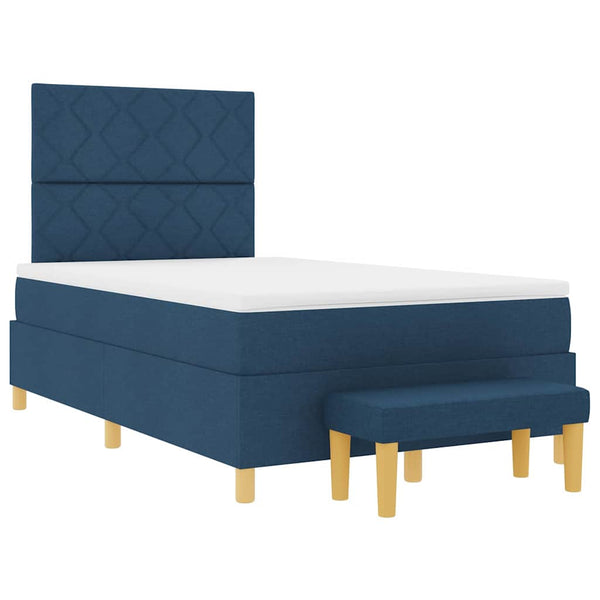 vidaXL Box Spring Bed with Pillows with Headboard Blue 200 x 120 cm Fabric
