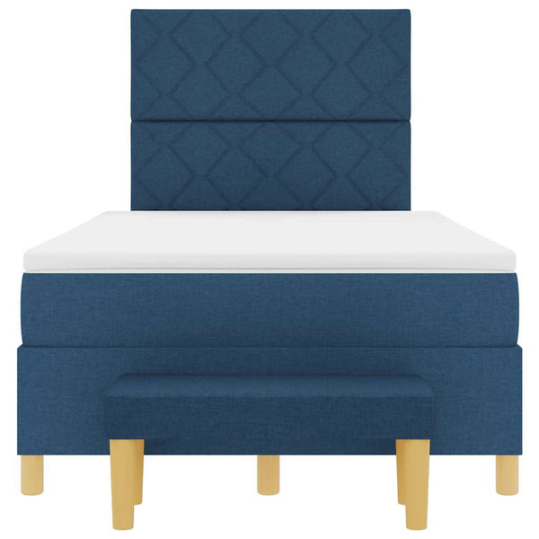 vidaXL Box Spring Bed with Pillows with Headboard Blue 200 x 120 cm Fabric