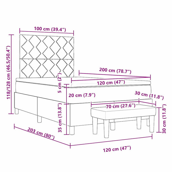 vidaXL Box Spring Bed with Pillows with Headboard Blue 200 x 120 cm Fabric