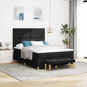 vidaXL Box Spring Bed with Pillows Black 200 x 160 cm Fabric