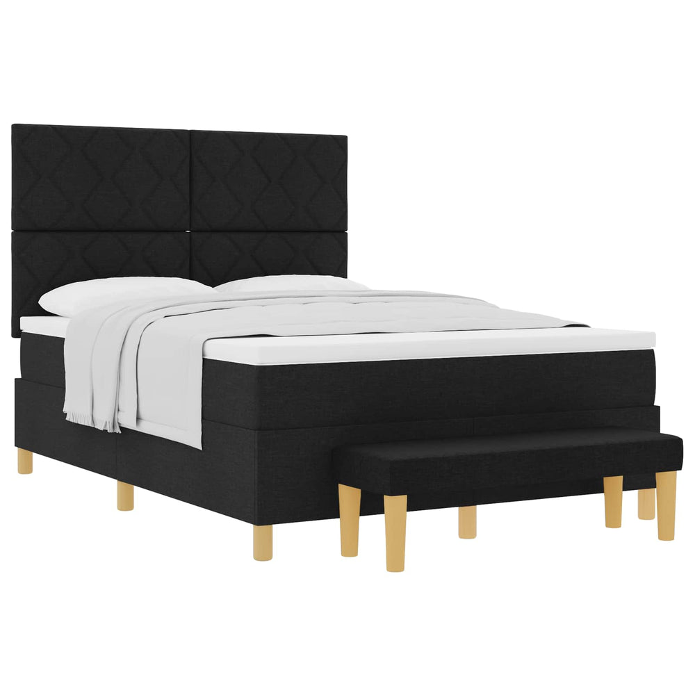 vidaXL Box Spring Bed with Pillows Black 200 x 160 cm Fabric