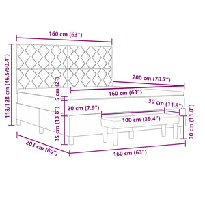 vidaXL Box Spring Bed with Pillows Black 200 x 160 cm Fabric