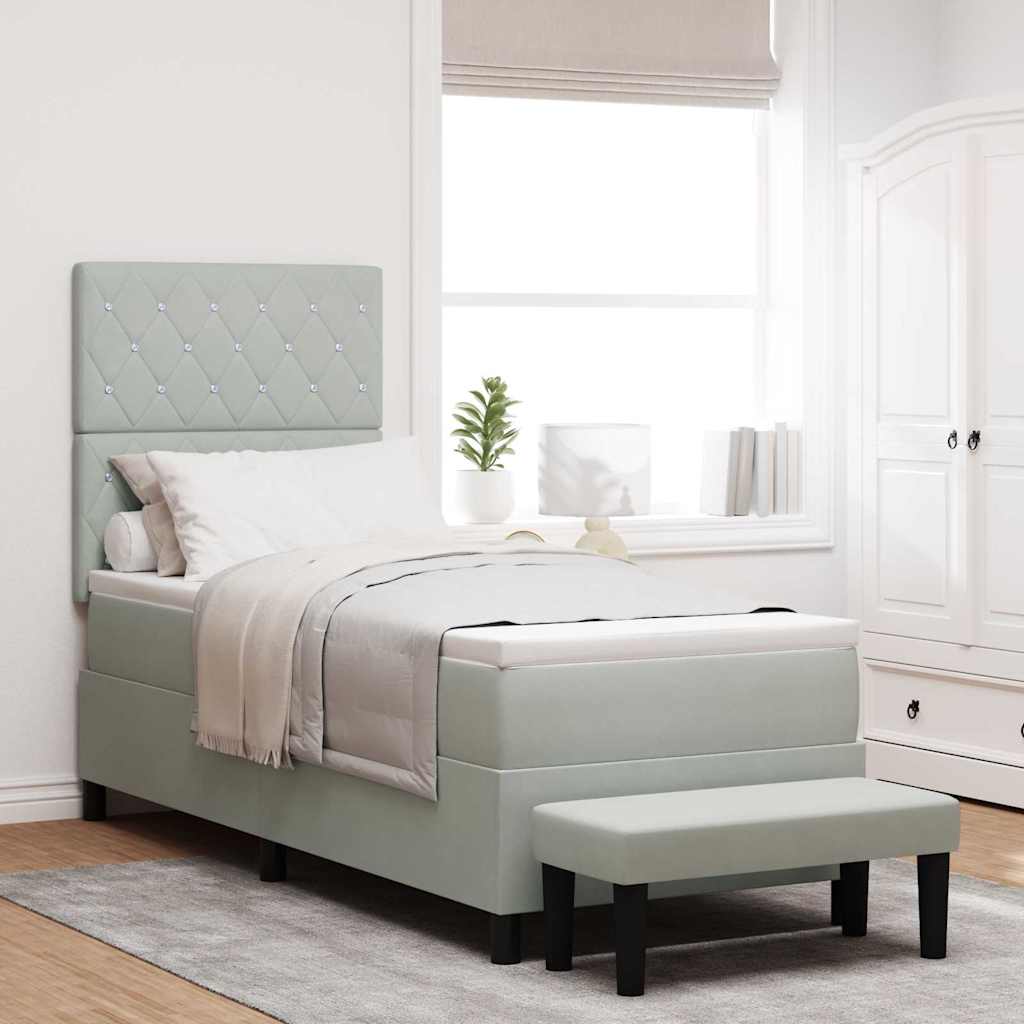 vidaXL Box Spring Bed with Pillows and Headboard Light Grey 200 x 80 cm Velvet