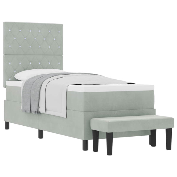 vidaXL Box Spring Bed with Pillows and Headboard Light Grey 200 x 80 cm Velvet
