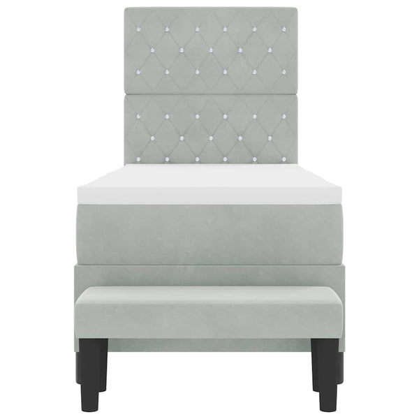 vidaXL Box Spring Bed with Pillows and Headboard Light Grey 200 x 80 cm Velvet