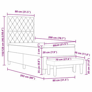 vidaXL Box Spring Bed with Pillows and Headboard Light Grey 200 x 80 cm Velvet