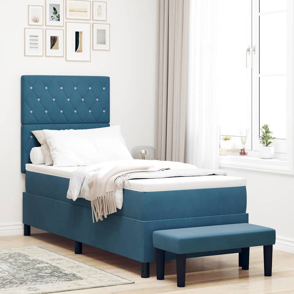 vidaXL Box Spring Bed with Cushions Dark Blue 200 x 80 cm Velvet