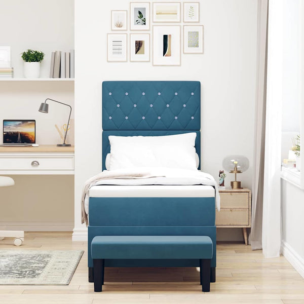 vidaXL Box Spring Bed with Cushions Dark Blue 200 x 80 cm Velvet