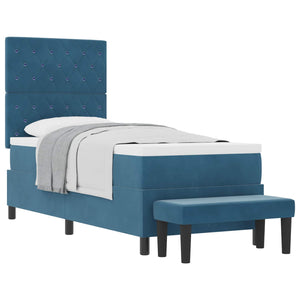 vidaXL Box Spring Bed with Cushions Dark Blue 200 x 80 cm Velvet