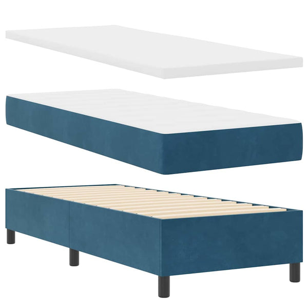 vidaXL Box Spring Bed with Cushions Dark Blue 200 x 80 cm Velvet