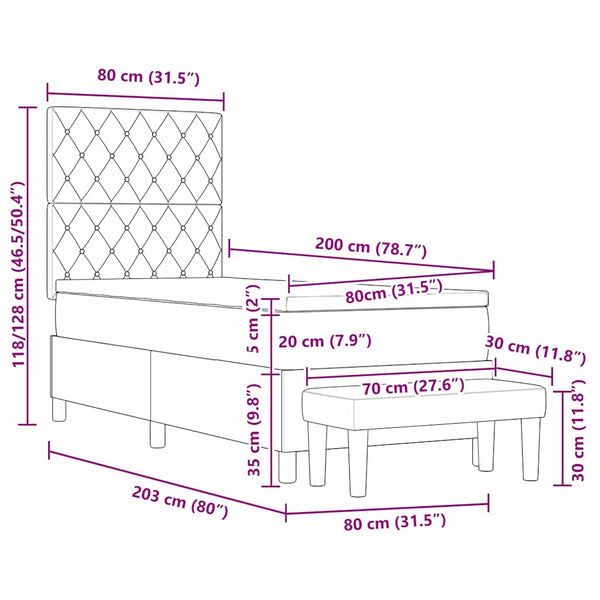 vidaXL Box Spring Bed with Cushions Dark Blue 200 x 80 cm Velvet