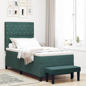 vidaXL Box Spring Bed with Pillows Dark Green 200 x 100 cm Velvet