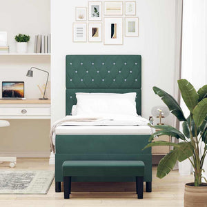 vidaXL Box Spring Bed with Pillows Dark Green 200 x 100 cm Velvet
