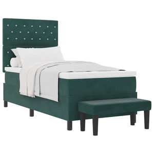 vidaXL Box Spring Bed with Pillows Dark Green 200 x 100 cm Velvet