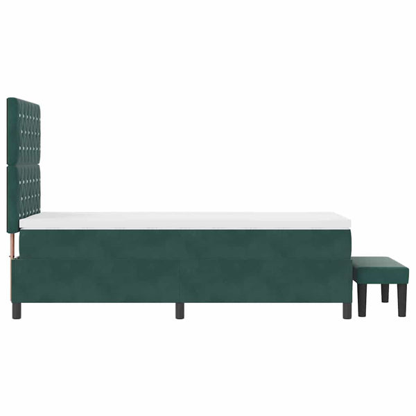 vidaXL Box Spring Bed with Pillows Dark Green 200 x 100 cm Velvet