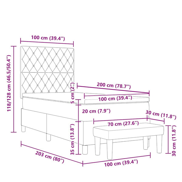 vidaXL Box Spring Bed with Pillows Dark Green 200 x 100 cm Velvet