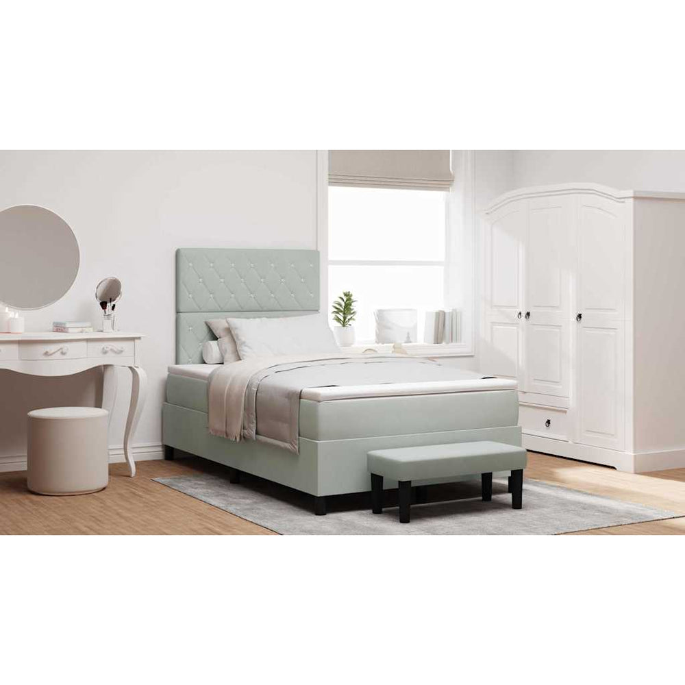 vidaXL Box Spring Bed with Headboard Light Gray 190 x 120 cm Velvet