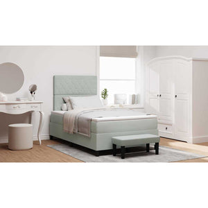 vidaXL Box Spring Bed with Headboard Light Gray 190 x 120 cm Velvet