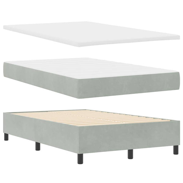 vidaXL Box Spring Bed with Headboard Light Gray 190 x 120 cm Velvet