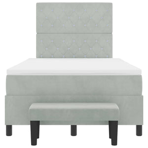 vidaXL Box Spring Bed with Headboard Light Gray 190 x 120 cm Velvet