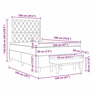 vidaXL Box Spring Bed with Headboard Light Gray 190 x 120 cm Velvet