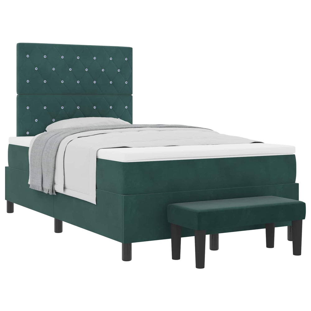 vidaXL Box spring bed with headboard Dark green 190 x 120 cm Velvet