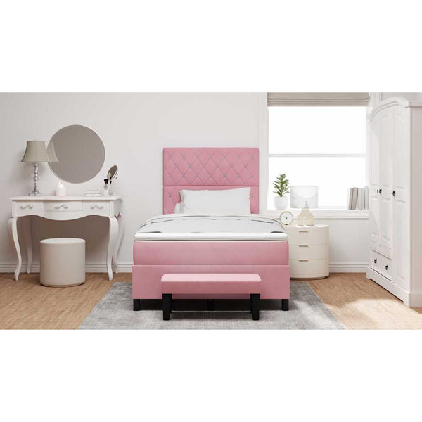 vidaXL Box Spring Bed with Headboard Pink 190 x 120 cm Velvet
