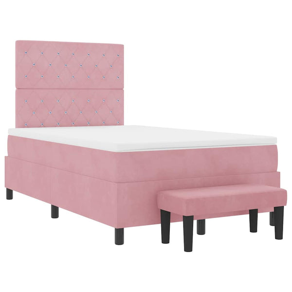 vidaXL Box Spring Bed with Headboard Pink 190 x 120 cm Velvet