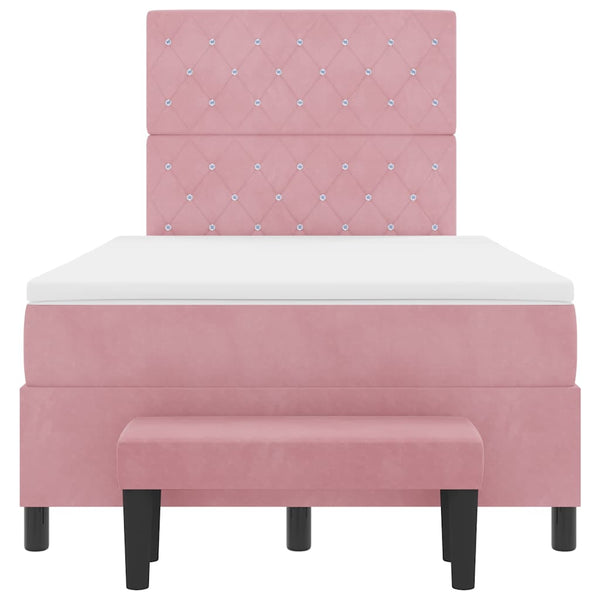 vidaXL Box Spring Bed with Headboard Pink 190 x 120 cm Velvet