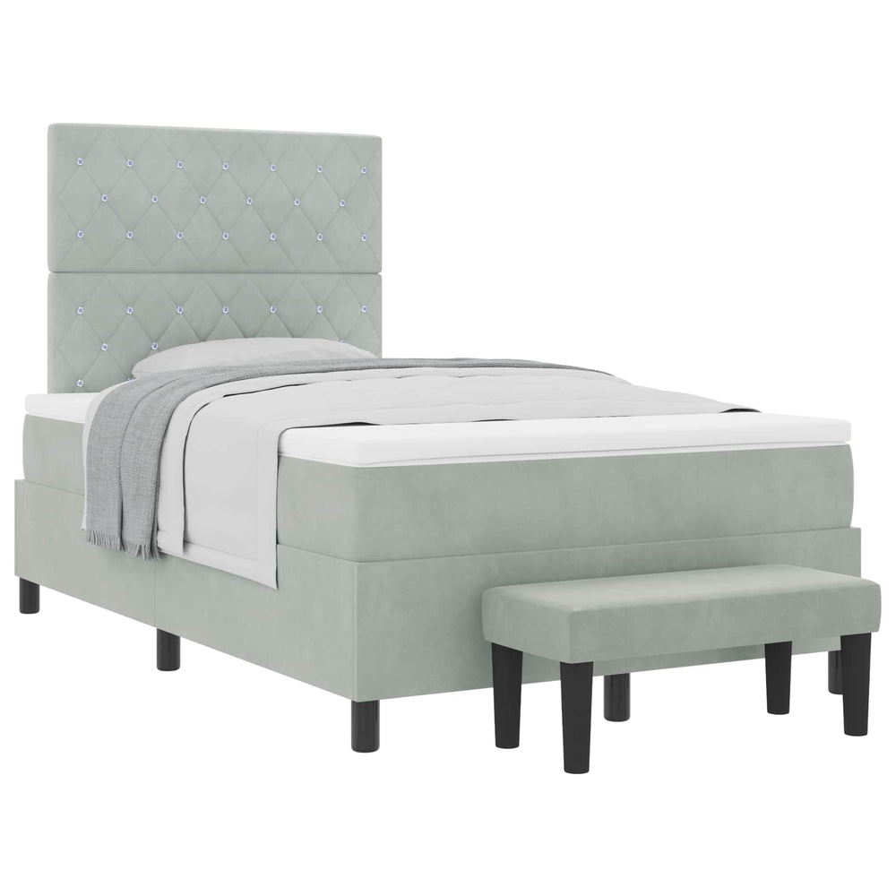 vidaXL Box Spring Bed with Headboard Light Gray 200 x 120 cm Velvet