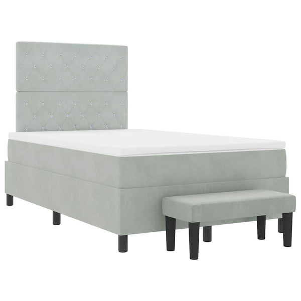 vidaXL Box Spring Bed with Headboard Light Gray 200 x 120 cm Velvet