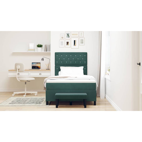 vidaXL Box Spring Bed with Headboard Dark Green 200 x 120 cm Velvet