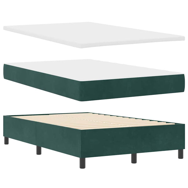 vidaXL Box Spring Bed with Headboard Dark Green 200 x 120 cm Velvet