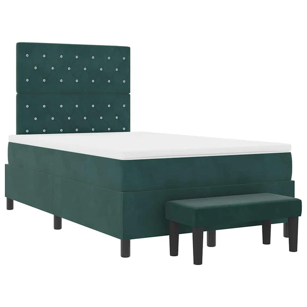 vidaXL Box Spring Bed with Headboard Dark Green 200 x 120 cm Velvet