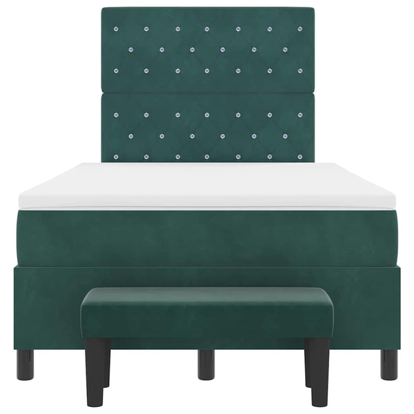 vidaXL Box Spring Bed with Headboard Dark Green 200 x 120 cm Velvet