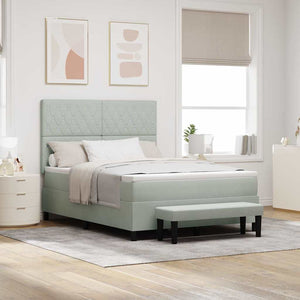 vidaXL Box Spring Bed with Pillows Light Grey 200 x 140 cm Velvet