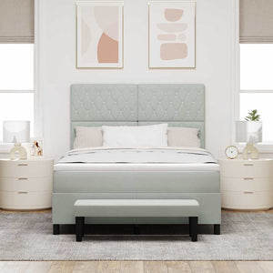 vidaXL Box Spring Bed with Pillows Light Grey 200 x 140 cm Velvet